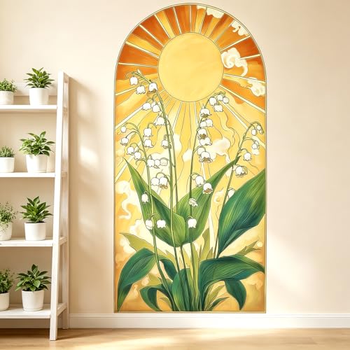 VePret Arch Wall Decals Peel and Stick, Large Sun Leaves Vinyl Wall Stickers, Removable Flowers Home Decor Art Wallpaper for Bedroom Living Room Classroom Office - Image 1