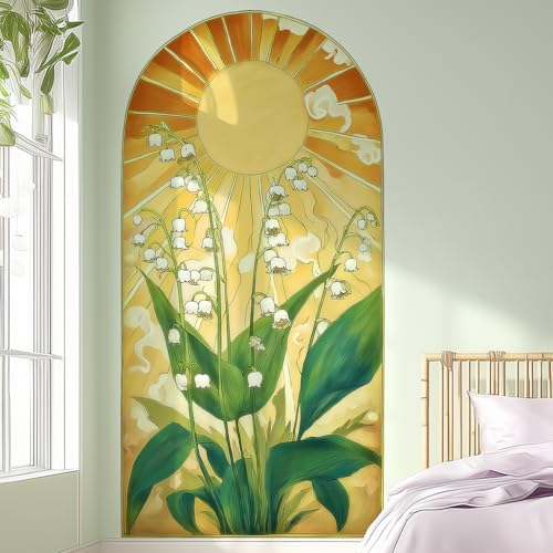 VePret Arch Wall Decals Peel and Stick, Large Sun Leaves Vinyl Wall Stickers, Removable Flowers Home Decor Art Wallpaper for Bedroom Living Room Classroom Office - Image 4