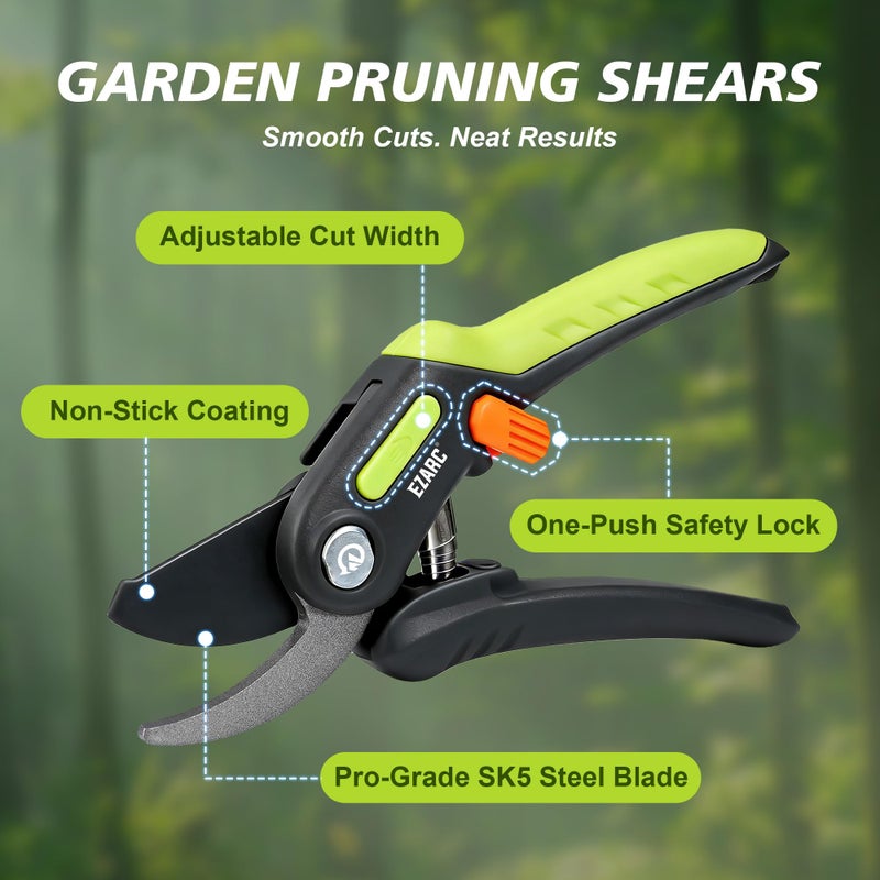 EZARC Garden Pruning Shears, Bypass Hand Pruner 1 Inch Cut Capacity, Garden Clippers Hand Tools for Cutting Flowers, Trimming Plants, Picking Fruits, 1 Pack - Image 2