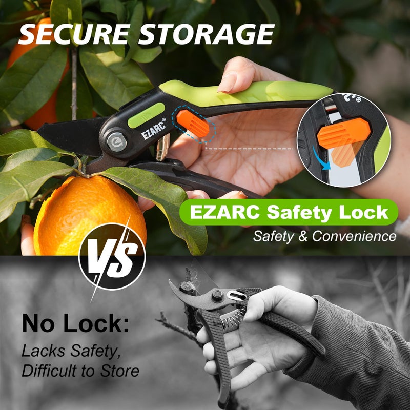 EZARC Garden Pruning Shears, Bypass Hand Pruner 1 Inch Cut Capacity, Garden Clippers Hand Tools for Cutting Flowers, Trimming Plants, Picking Fruits, 1 Pack - Image 3