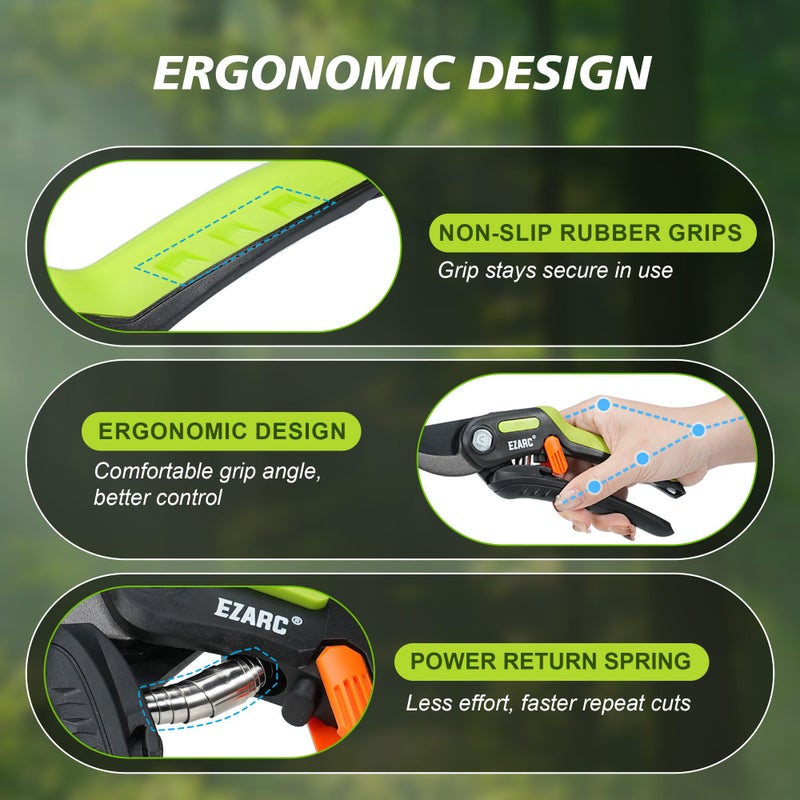 EZARC Garden Pruning Shears, Bypass Hand Pruner 1 Inch Cut Capacity, Garden Clippers Hand Tools for Cutting Flowers, Trimming Plants, Picking Fruits, 1 Pack - Image 4