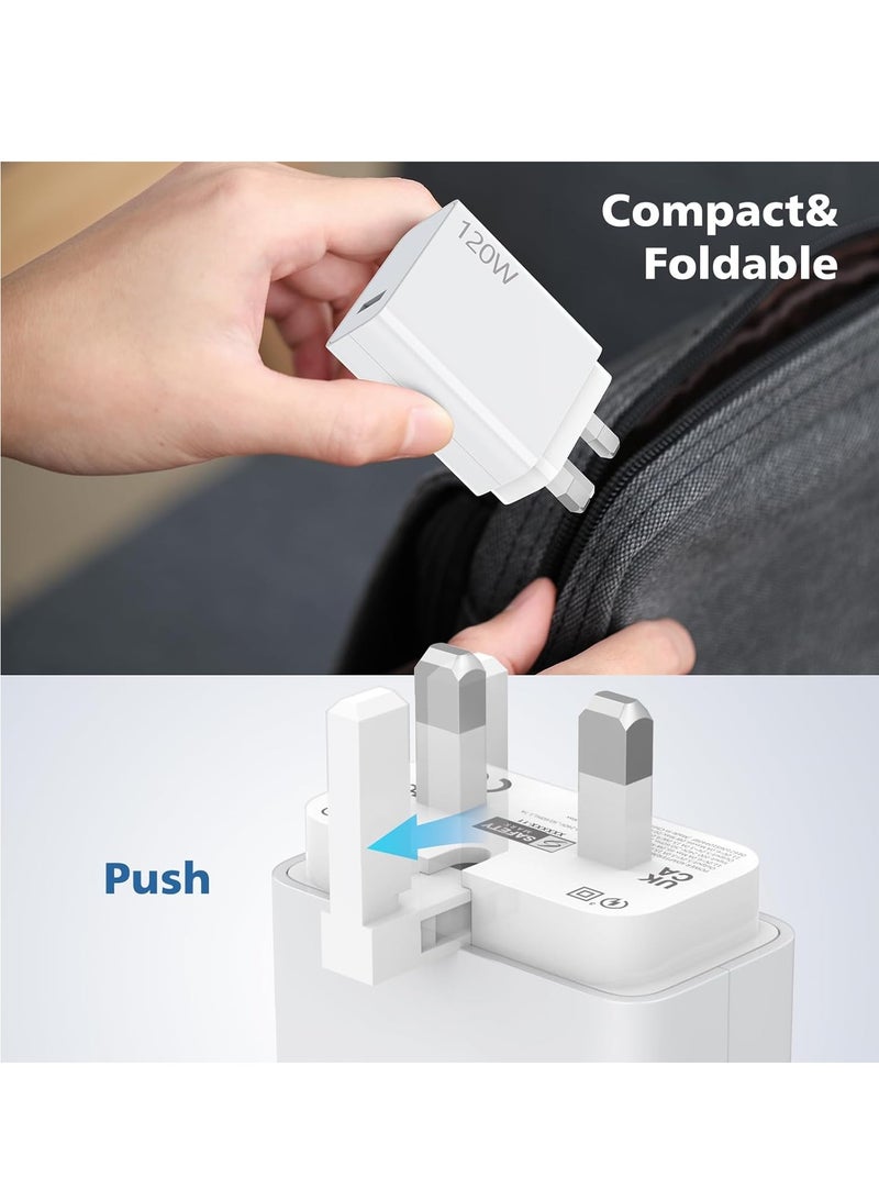 120W Fast Charger Plug for Xiaomi,With USB C Charging Cable 1M for Redmi Note 14 Pro Poco X7,USB Wall Charger Turbo Charge Compatible with Xiaomi Pad 7/6/5 Redmi Note 14 14 Pro 13 12S  11 POCO M6 Mi 15 14 13 12 10T 11