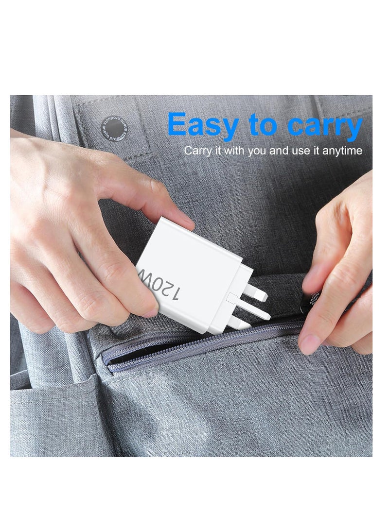 120W Fast Charger Plug for Xiaomi,With USB C Charging Cable 1M for Redmi Note 14 Pro Poco X7,USB Wall Charger Turbo Charge Compatible with Xiaomi Pad 7/6/5 Redmi Note 14 14 Pro 13 12S  11 POCO M6 Mi 15 14 13 12 10T 11