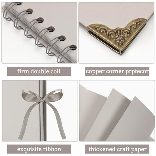 LOYAL BOOK Scrapbook (8 x 8 inch) Scrapbook Album 60 Pages Ideal for Your DIY Scrapbooking Albums Wedding and Anniversary Family Photo Album (grey) - Image 3