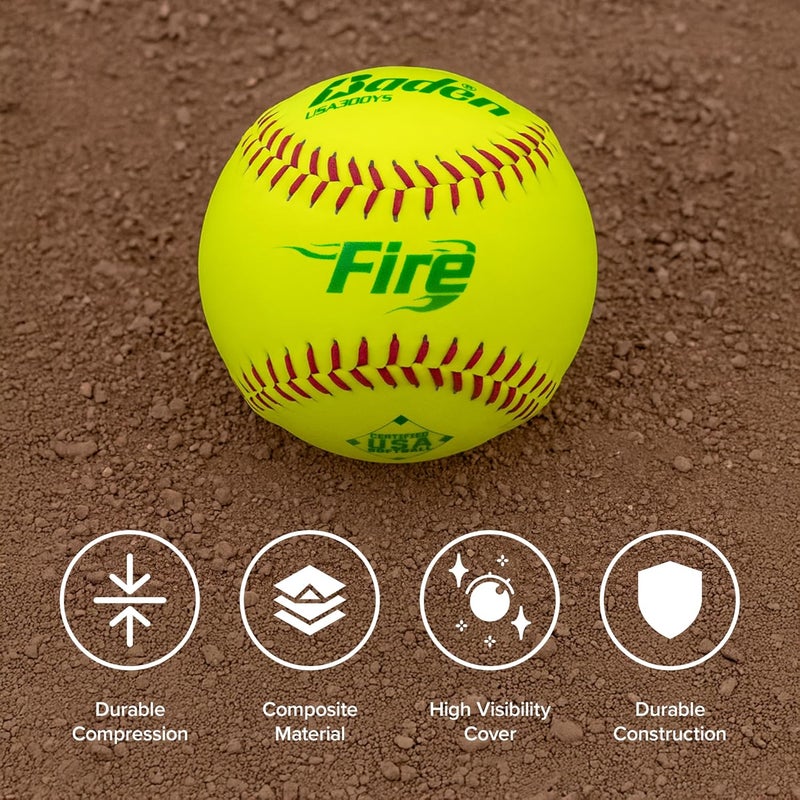 Baden ASA Fire Synthetic Cover Slowpitch Softball (One Dozen) - Image 4