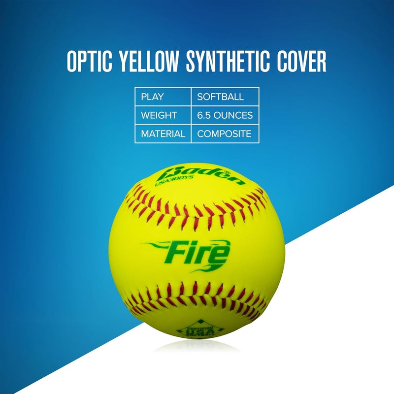 Baden ASA Fire Synthetic Cover Slowpitch Softball (One Dozen) - Image 3