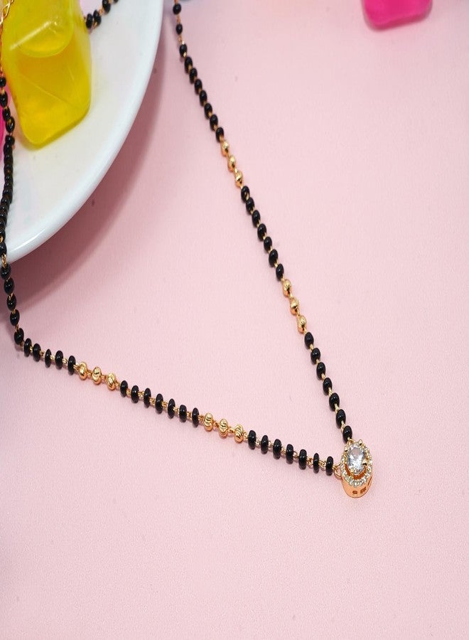JHB Diamond Mangalsutra With Chain short Length Tanmaniya Traditional Black Bead Mangalsutra for women - Image 3