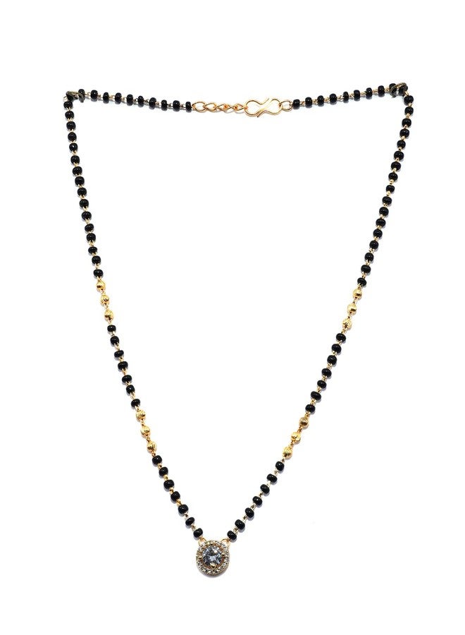 JHB Diamond Mangalsutra With Chain short Length Tanmaniya Traditional Black Bead Mangalsutra for women - Image 1