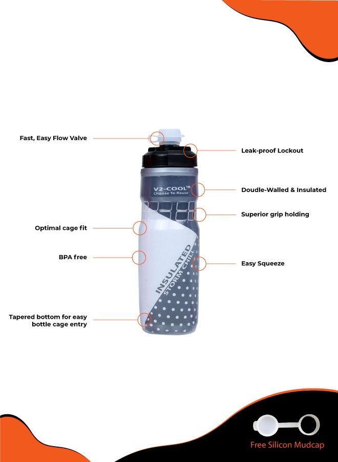 Storm Insulated Bike Water Bottle with Free Silicon Mudcap Blue 620ml