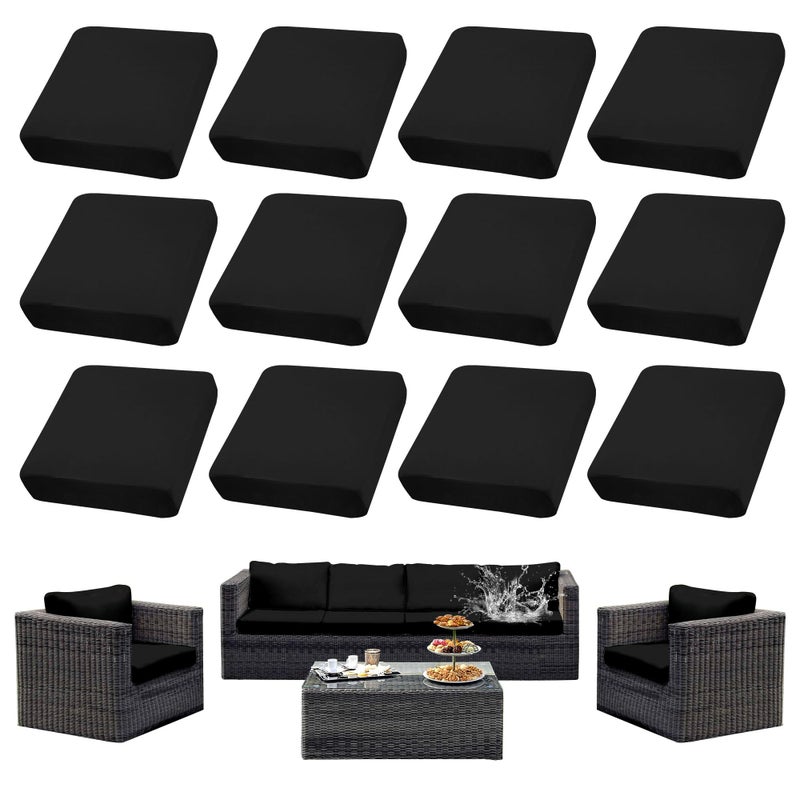 SUKAIKEQA Outdoor Cushion Covers Set,12PCS Waterproof Patio Furniture Couch Seat Slipcovers, Replacement for Sofa Sectional Chair(Coverï¼ŒOnly) - Image 1