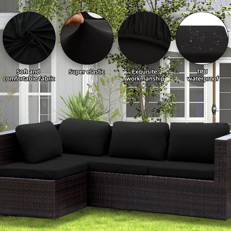 SUKAIKEQA Outdoor Cushion Covers Set,12PCS Waterproof Patio Furniture Couch Seat Slipcovers, Replacement for Sofa Sectional Chair(Coverï¼ŒOnly) - Image 4