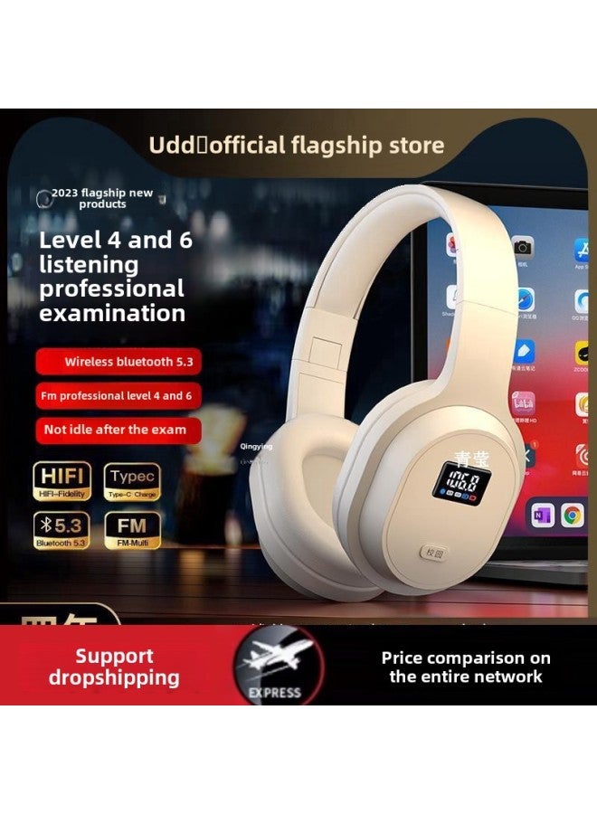 FM Radio Bluetooth 46 English Listening Special 8, 4, 6, 4 UDD Headset For University FM-Colour:White Qingying Classic Qingying Fm Frequency Modulation/time Display + Free Battery Qingying Package One Earphones + Belt  - Image 2