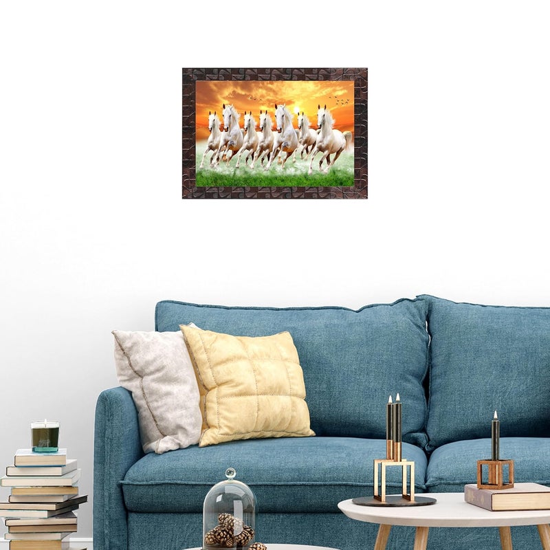 Indianara لوحة الخيول السبعة الجارية من إندينارا فاستو خشب صناعي 27x305x1 سم متعددة الألوان نمط 5 - Image 3