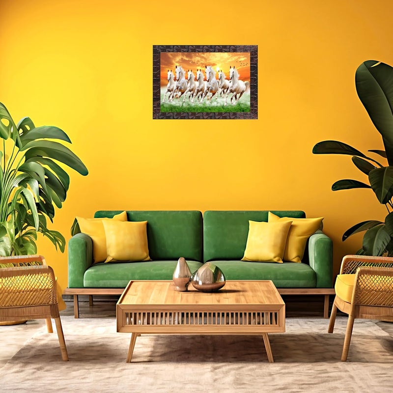 Indianara لوحة الخيول السبعة الجارية من إندينارا فاستو خشب صناعي 27x305x1 سم متعددة الألوان نمط 5 - Image 4