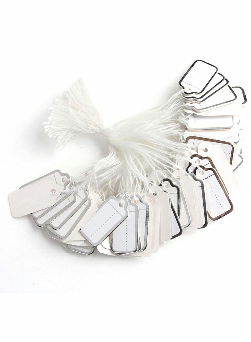 KASTWAVE Price Tags, 500pcs White Jewelry Price Tags Clothing Price Tags, Tag Card Writable, Plastic Paper Material with Rope. - Image 1