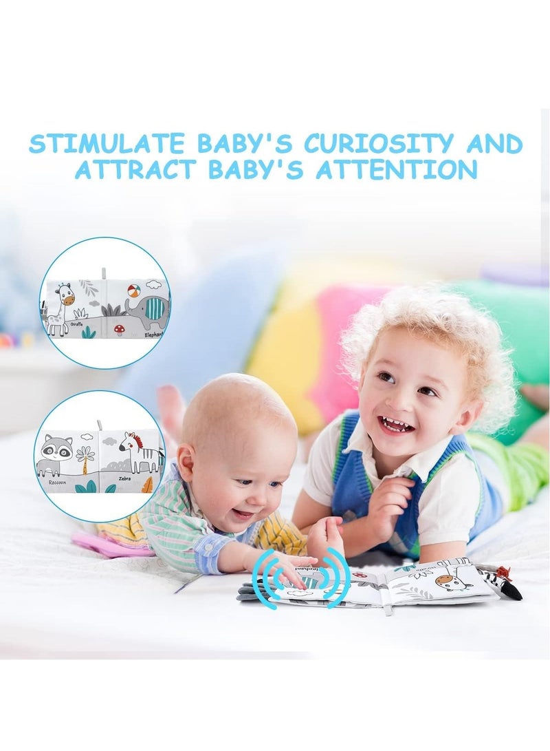 Soft Cloth Baby Books 3D Touch Feel High Contrast Cloth Book Washable Non Toxic Early Learning Toys for Infants Toddler Gifts Toy Gray Lion - Image 2