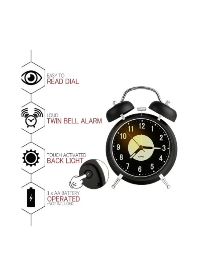 Hirospace Twin Bell Alarm Clock, Loud Alarm Clock with Backlight, Silent Clock for Bedroom Home or Office, Great for Heavy Sleepers - Image 5