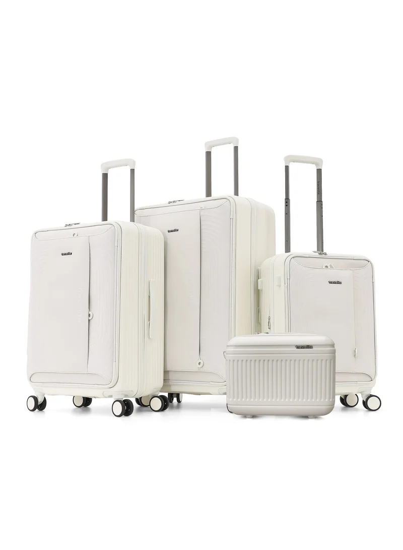 ترافلايت Travelite 4-Piece Hardside Luggage Set 28” Large, 24” Medium, 20” Carry-On + Makeup Bag, Polycarbonate (PC