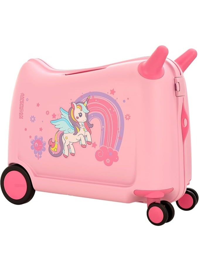 American Tourister SKIDDLE SP 39.5 cm Small Cabin Polypropylene (PP) Hard 4 Wheels Spinner Kid Luggage/Suitcase/Trolley Bag for Travel (Light Pink Unicorn), Light pink unicorn, S, RIDABLE KIDS LUGGAGE - Image 1