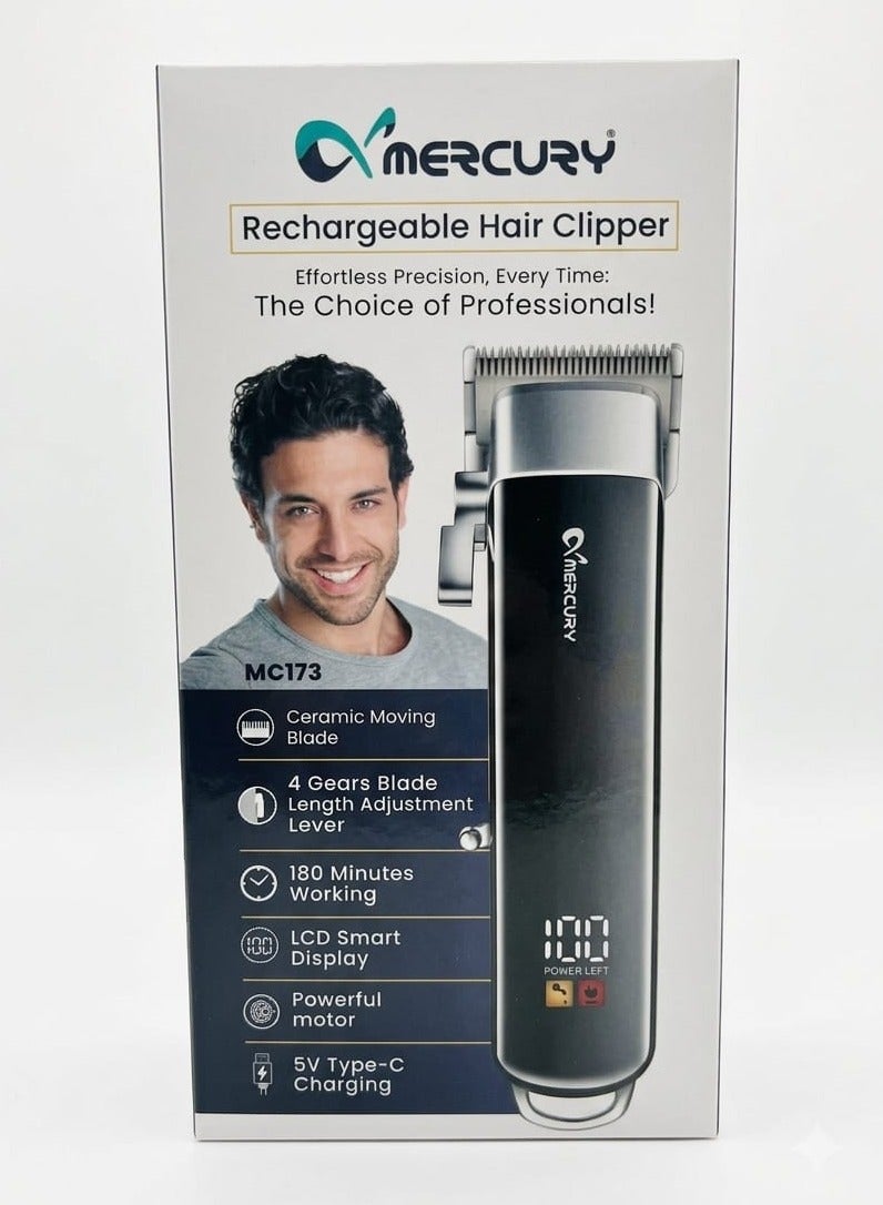 Rechargeable Hair Clipper/Trimmer With Powerful Anti-Vibration Motor | 4 Gear Blade Length | Sharped Edged Cutter Head | Ceramic Moving Blade | LED Smart Display | Upto 180 Minutes Runtime | 2000 mAh Long Battery | Easy to Clean Blades