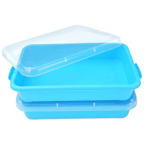 AtMini Sensory Bin Sand Tray with Lid for Toddlers 2 Pcs 15in Portable Sandbox Toy Large Plastic Tray for Kids 3 4 5 6 Fill with Sand Water Beads and More 2 Blue - Image 1