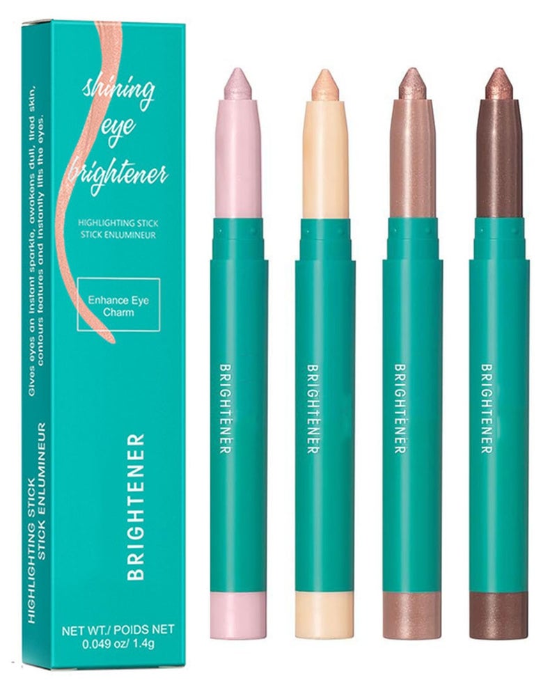 ProCover 4Pcs Eyeshadow Stick Eye shadow Brightener Stick Glitter Highlighter Makeup Eye Liner Shimmer Creamy Long Lasting Eye Makeup 4 colors