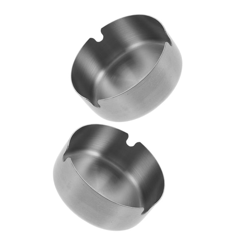 Stainless Steel Windproof Ashtray 2 Pack Round 8cm for Indoor Outdoor Office Travel - Image 2