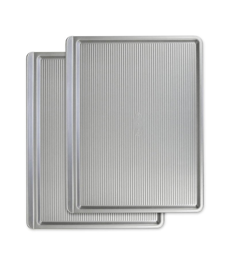 USA Pan Bakeware Cookie Sheet Warp Resistant Nonstick Baking Pan Made in the USA from Aluminized Steel Large Set of 2
