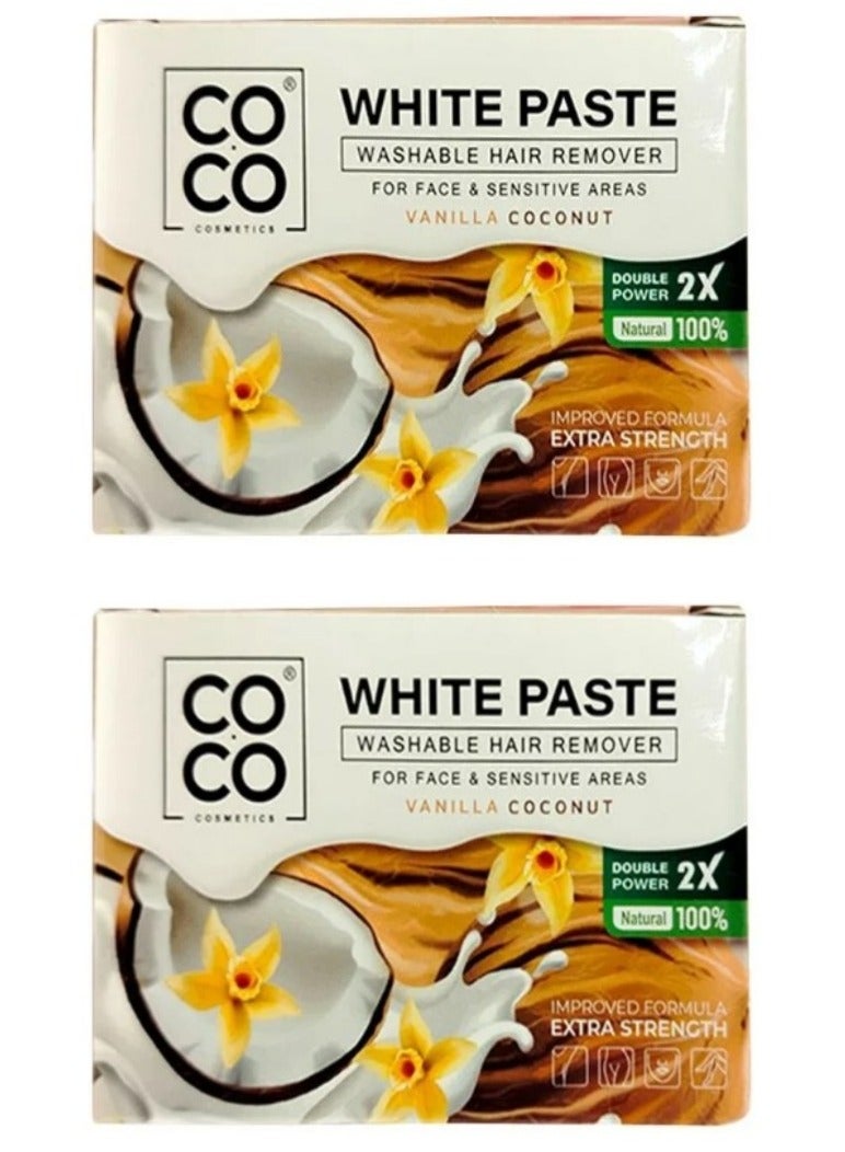 Coco Two Pieces of Coco Vanilla Coconut White Paste for Body and Facial Hair Removal 2*100g 