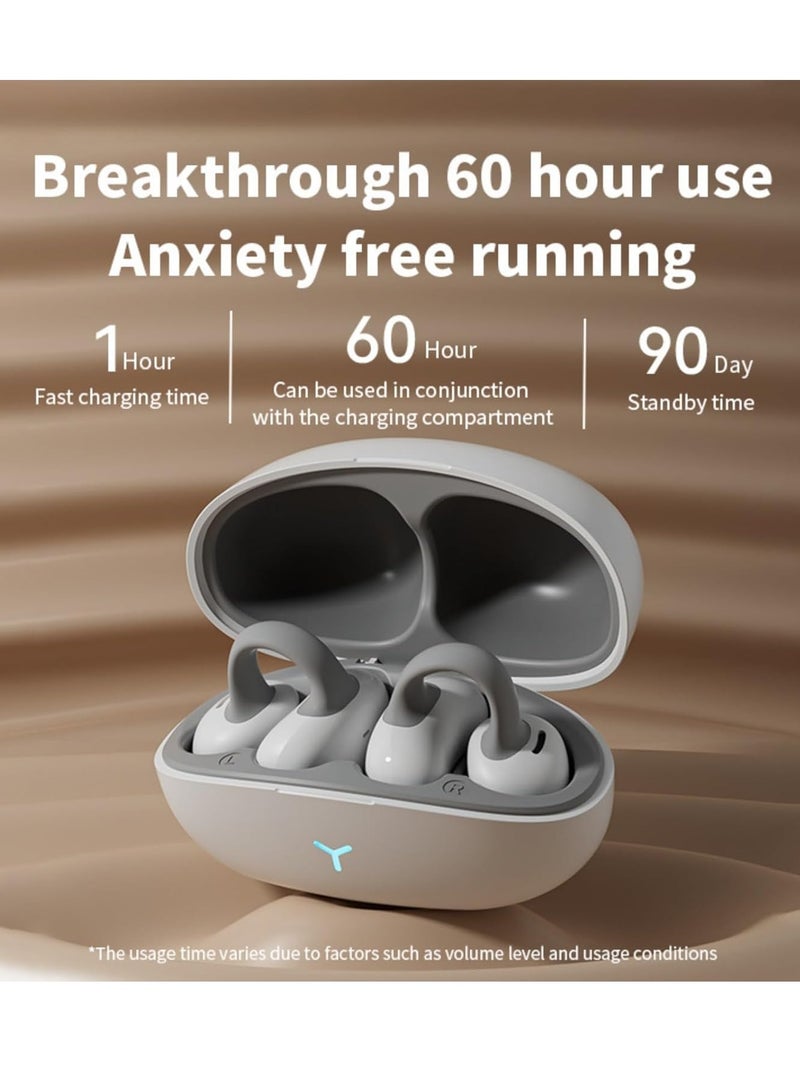 Bone conduction earphones, wireless clip-on earphones, high sound quality, long battery life, low latency, noise canceling earphones (white) - Image 3