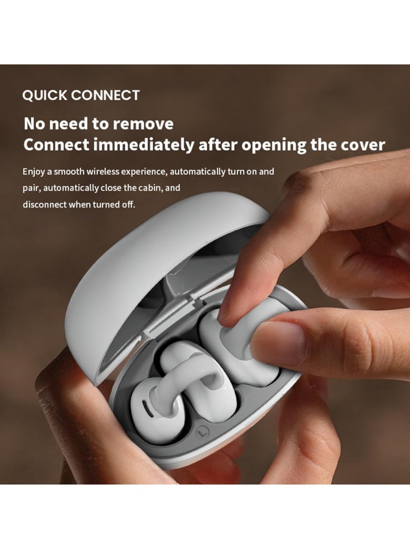 Bone conduction earphones, wireless clip-on earphones, high sound quality, long battery life, low latency, noise canceling earphones (white) - Image 4