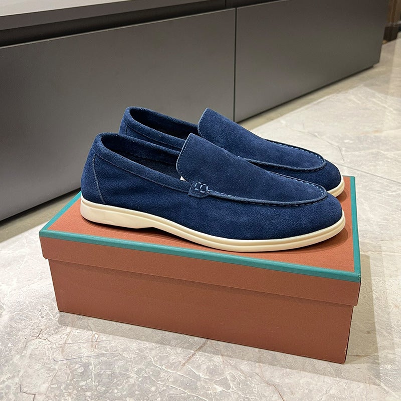 European Station Classic British Style Loafers Sheepskin Leather Tassel Slip-On Flats Couple Shoes - Image 1