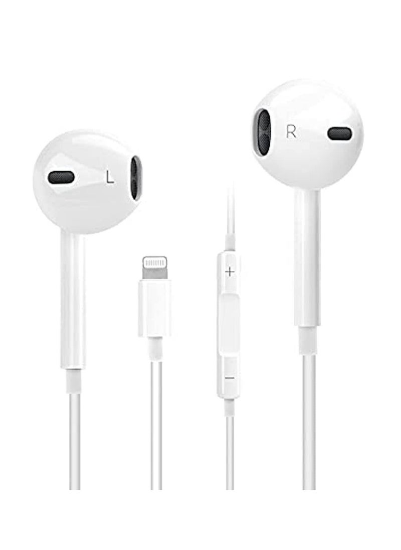 ELTRAZONE - Wired Earphones for iPhone 7/8 Plus/ X/XR/XS Max/11/12 Pro Max (White) - Image 1