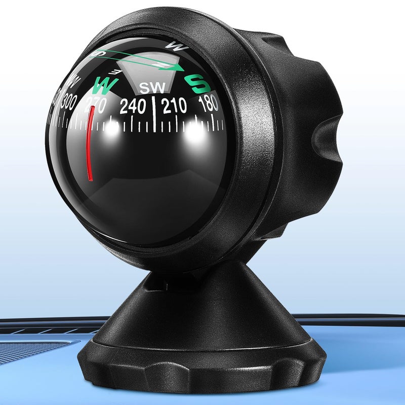 Universal Car Dashboard Compass Ball with Adhesive Base for Travel Outdoor Navigation - Image 2