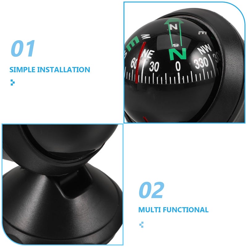 Universal Car Dashboard Compass Ball with Adhesive Base for Travel Outdoor Navigation - Image 4