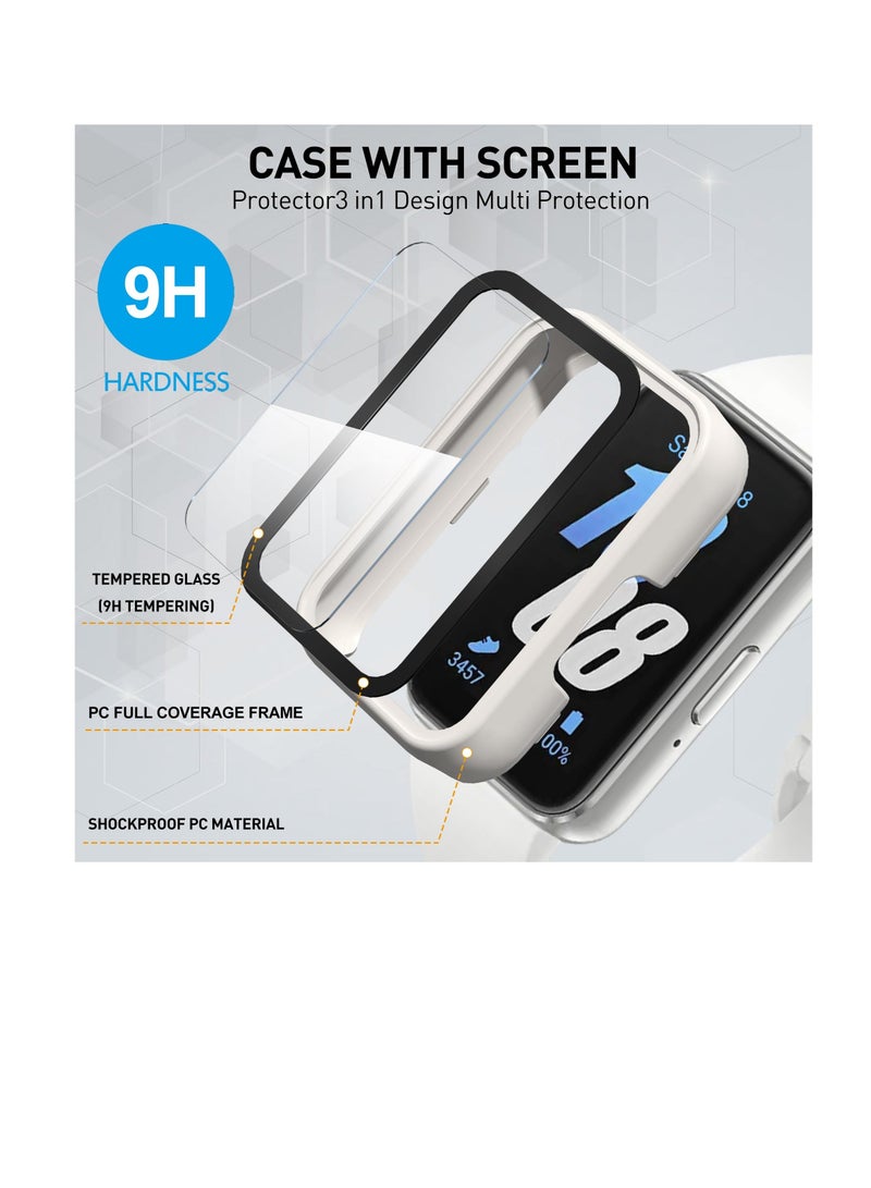 Screen Protector Case for Samsung Galaxy Fit3, 2 Pack Ultra-Thin Full-Coverage Around Protective Tempered Glass Film, Screen Protector Cover for Galaxy Fit3 (SM-R390), Black and White - Image 4