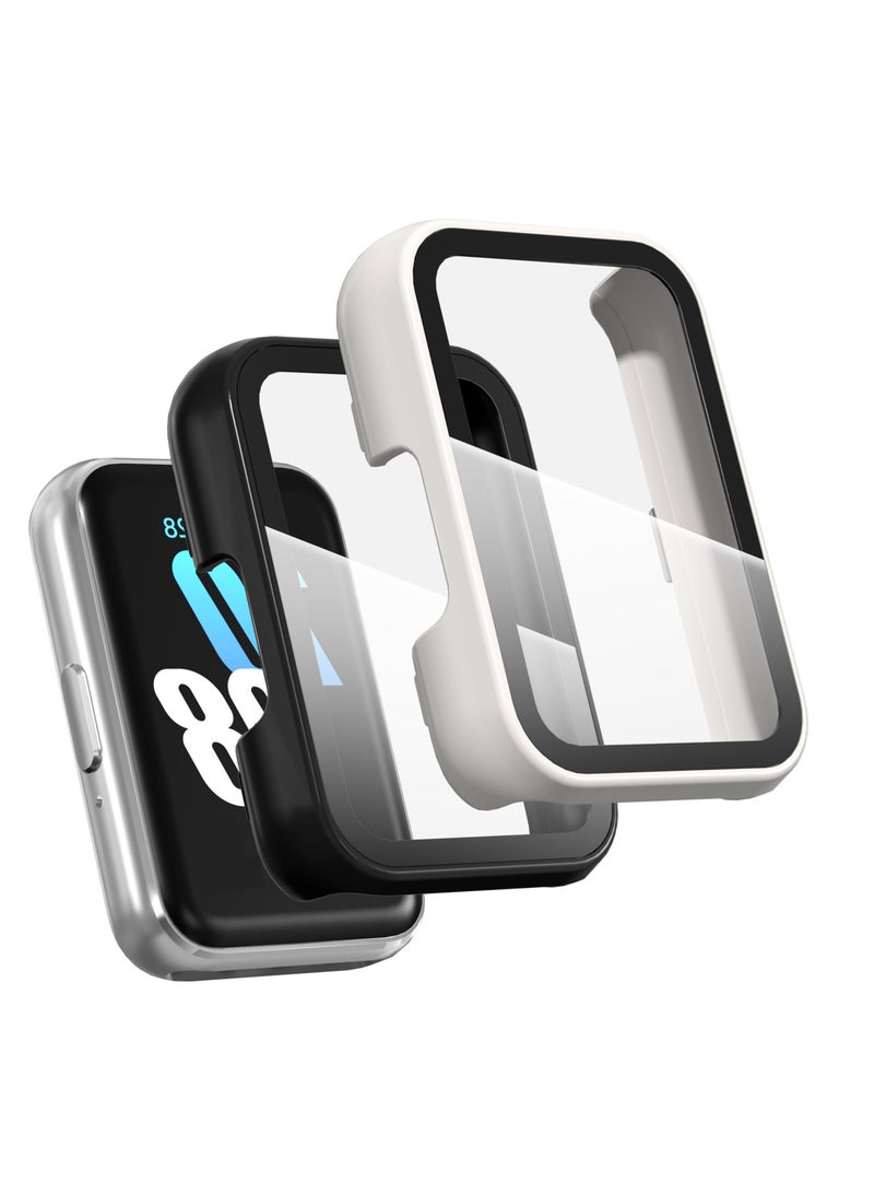 Screen Protector Case for Samsung Galaxy Fit3, 2 Pack Ultra-Thin Full-Coverage Around Protective Tempered Glass Film, Screen Protector Cover for Galaxy Fit3 (SM-R390), Black and White - Image 1