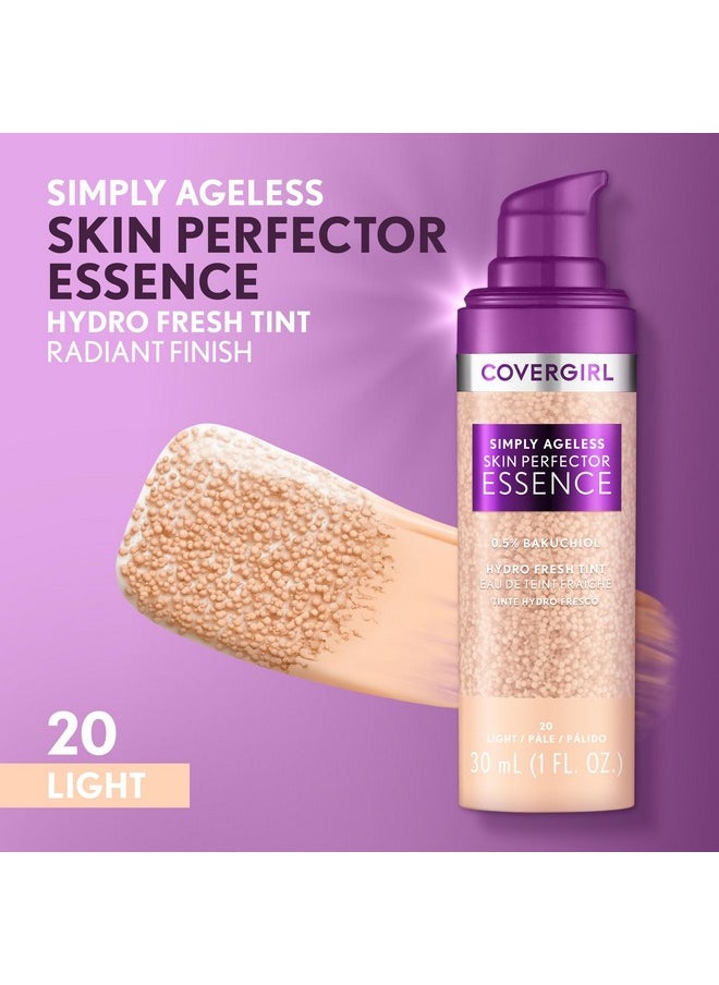 كفر جيرل كريم أساس Simply Ageless Skin Perfector Essence Foundation، 20 فاتح، مكمل ملون للبشرة، مكياج للعناية بالبشرة، لون شفاف، لمسة نهائية مشرقة، لمسة نهائية تشبه البشرة، تركيبة نباتية، 1.0 أونصة  - Image 2