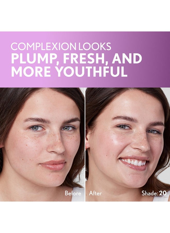 كفر جيرل كريم أساس Simply Ageless Skin Perfector Essence Foundation، 20 فاتح، مكمل ملون للبشرة، مكياج للعناية بالبشرة، لون شفاف، لمسة نهائية مشرقة، لمسة نهائية تشبه البشرة، تركيبة نباتية، 1.0 أونصة  - Image 3