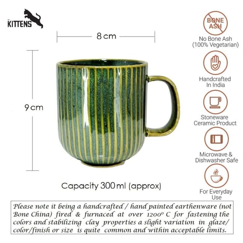 KITTENS Line Pattern Large Coffee Mug Green 300 ml Set of 2 - Image 5