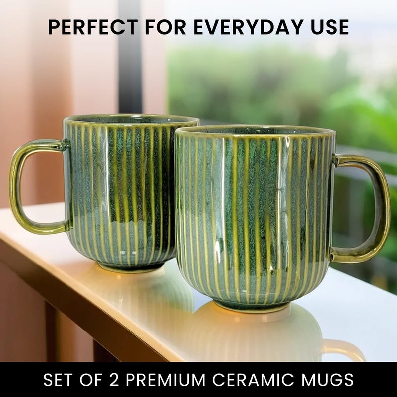 KITTENS Line Pattern Large Coffee Mug Green 300 ml Set of 2 - Image 4