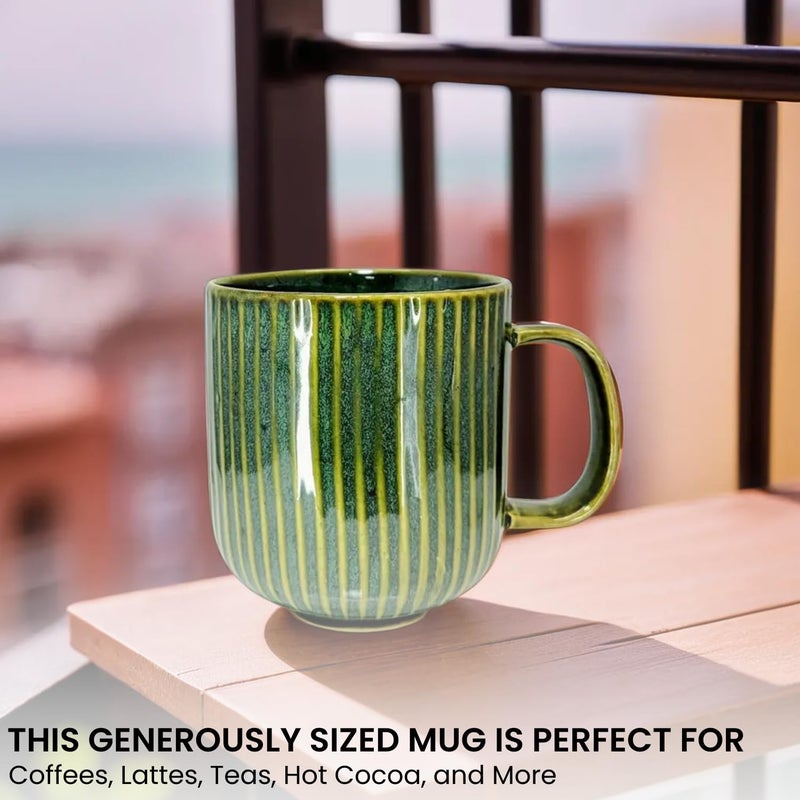 KITTENS Line Pattern Large Coffee Mug Green 300 ml Set of 2 - Image 2
