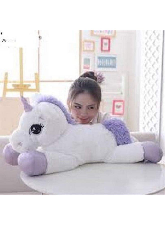 كليك4ديل ألعاب يونيكورن ناعمة من CLICK4DEAL، لعبة حصان محشوة على شكل حيوان يونيكورن بحجم كبير، دمية يونيكورن ناعمة، هدية للأطفال، بيضاء، 100 سم - Image 3