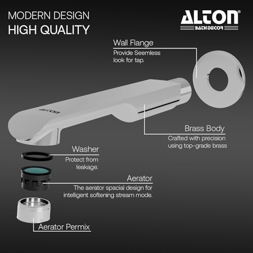 ALTON AXN9550, Brass, Bath Tub Spout with Wall Flange, Silver - Image 3