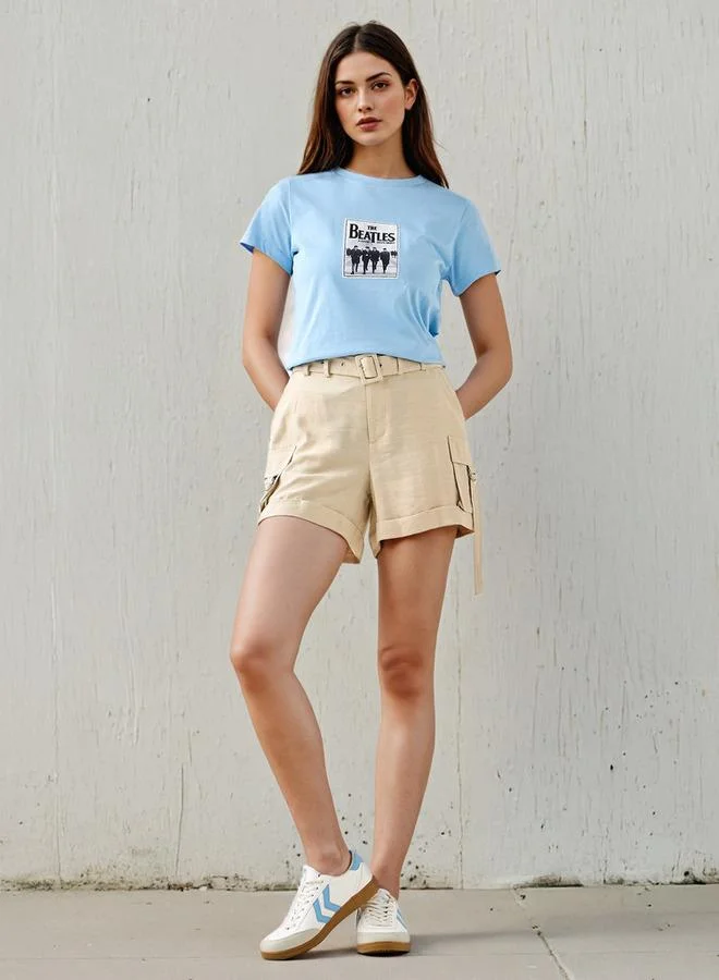 اس بي كاركترز تيشيرت بيتلز برقبة دائرية