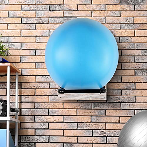 MyGift Premium Modern Wall Mounted Sports Ball Display Holder Set of 2 White Wood Metal - Image 3