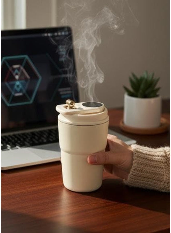 Spaceshoop Coffee Mug to Go Digital Display Thermal Mug Coffee 316 Stainless Steel Travel Insulated Vacuum Thermal Mug Leak Proof Thermal Coffee Mug with Lid for Coffee White 500 Milliliters - Image 3