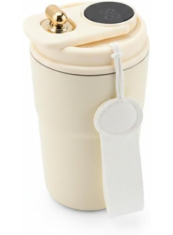 Spaceshoop Coffee Mug to Go Digital Display Thermal Mug Coffee 316 Stainless Steel Travel Insulated Vacuum Thermal Mug Leak Proof Thermal Coffee Mug with Lid for Coffee White 500 Milliliters - Image 1