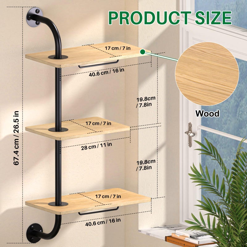 DELLAN Window Plant Shelves, Rotating Plant Shelf for Window, Wall Mounted Indoor Hanging Plants Shelf (3 Tier) - Image 5