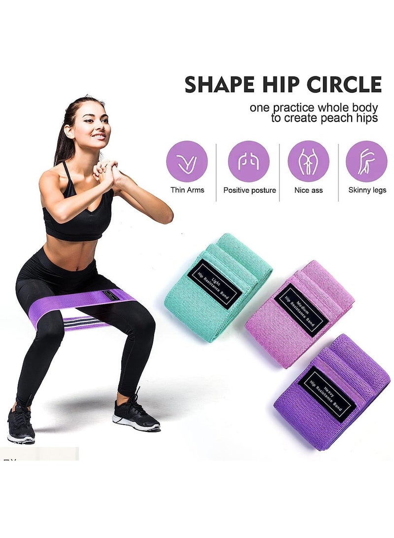 LIMOS Resistance Bands Fabric,Exercise Bands Non Slip Hip Elastic Bands For Hip, Legs, Butt, Glutes And Thighs Workout, Thick Wide Fitness Loop Circle Resistance Bands, Set Of 3 Pack, Multicolor - Image 2
